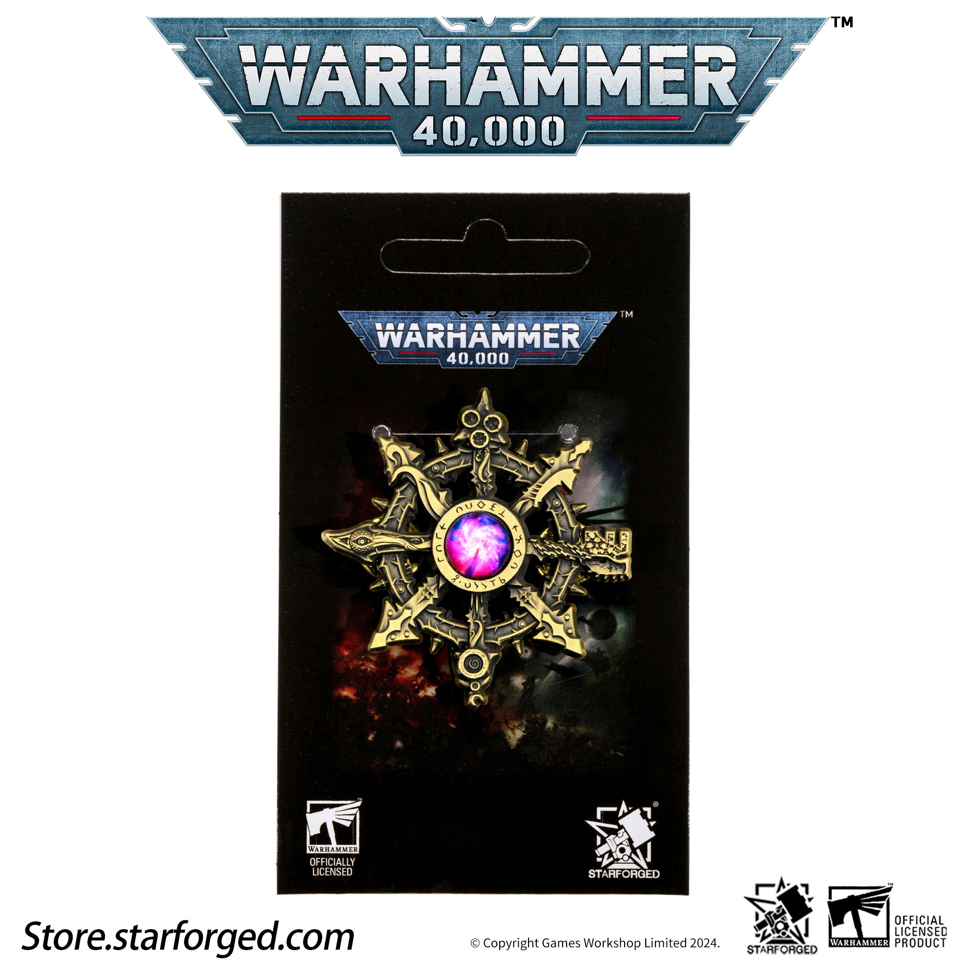 Starforged  Octagrams Eye of Terror Warhammer 40K Chaos Demon Space Marine Horus Heresy Pin Badge